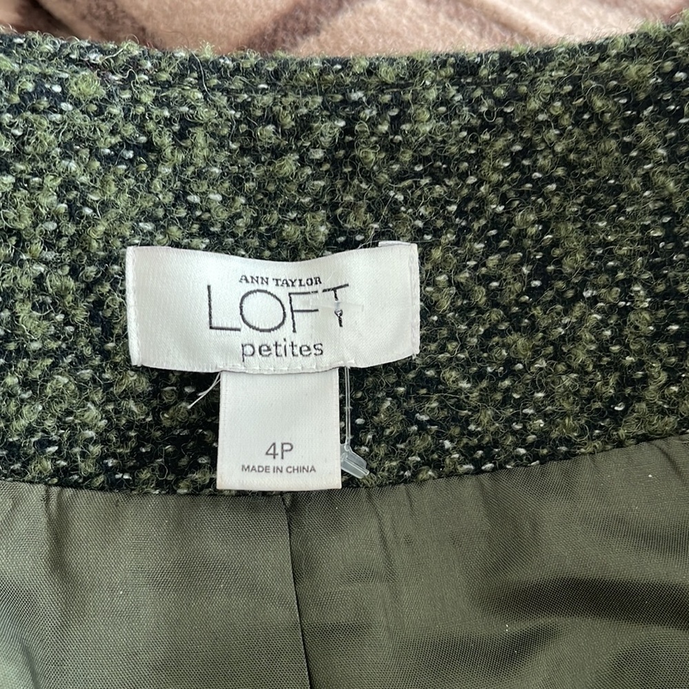 NWOT Ann Taylor Loft green tweed woven blazer - Picture 7 of 10